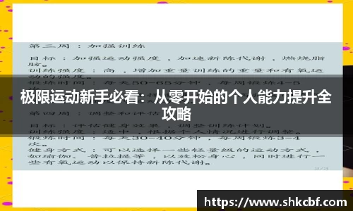 极限运动新手必看：从零开始的个人能力提升全攻略